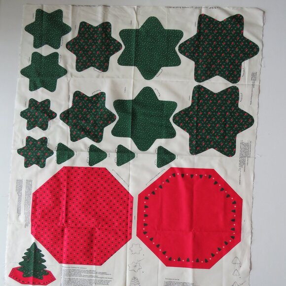 Mini Christmas Tree & Tree Skirt Keepsake Craft Vintage Fabric Panel Uncut 3D - Picture 1 of 12